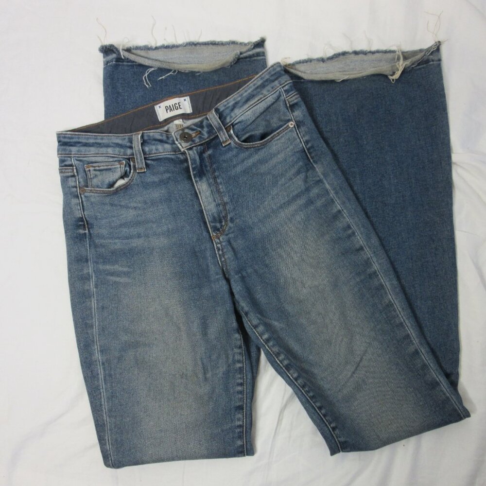 Paige High Rise Bell Canyon Well Worn Distressed Women's Denim Jeans Size 28